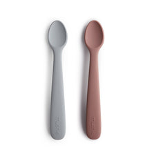 Load image into Gallery viewer, Mushie Silicone Feeding Spoons 2-Pack - Stone/Cloudy Mauve