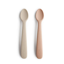 Load image into Gallery viewer, Mushie Silicone Feeding Spoons 2-Pack - Blush/Shifting Sand