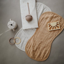 Load image into Gallery viewer, Mushie Muslin Burp Cloth Organic Cotton 2-Pack -Fall Yellow/Fog