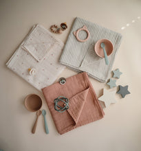 Load image into Gallery viewer, Mushie Organic Muslin Swaddle -  Sage Stripe