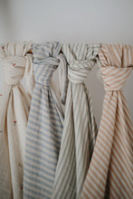 Load image into Gallery viewer, Mushie Organic Muslin Swaddle - Blue Stripe