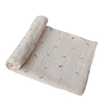 Load image into Gallery viewer, Mushie Organic Muslin Swaddle - Retro Cars