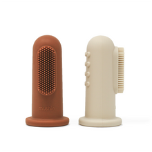 Load image into Gallery viewer, Mushie Finger Toothbrush 2-pack - Clay/Shifting Sand