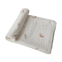 Load image into Gallery viewer, Mushie Organic Muslin Swaddle - Flowers
