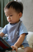 Load image into Gallery viewer, LRBandanaReversibleBibLavenderModel2