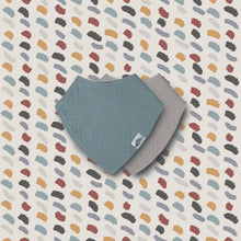 Load image into Gallery viewer, Left & Right Organic Muslin Reversible Bandana Bib - Ocean Teal