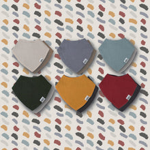 Load image into Gallery viewer, Left & Right Organic Muslin Reversible Bandana Bibs Box Set of 6