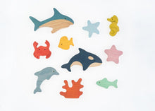 Load image into Gallery viewer, Mikheev Wooden Fishes Set of 11 with white background