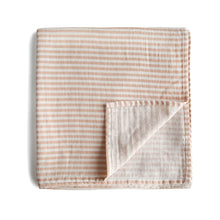 Load image into Gallery viewer, Mushie Organic Muslin Swaddle -  Natural Stripe