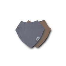 Load image into Gallery viewer, Left & Right Organic Muslin Reversible Bandana Bib - Lavender / Taupe