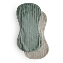 Load image into Gallery viewer, Mushie Muslin Burp Cloth Organic Cotton 2-Pack - Roman Green/Fog