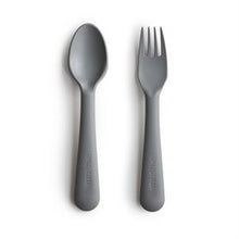 Load image into Gallery viewer, Mushie Fork & Spoon Set - Smoke