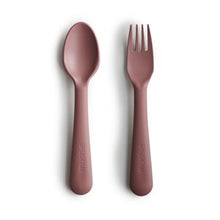 Load image into Gallery viewer, Mushie Fork & Spoon Set - Woodchuck