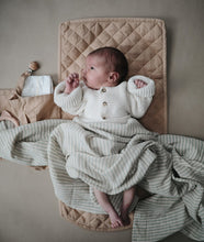 Load image into Gallery viewer, Mushie Organic Muslin Swaddle -  Sage Stripe