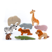 Load image into Gallery viewer, Mikheev Wooden African Animals Set of 9
