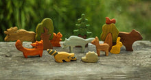 Load image into Gallery viewer, Mikheev Wooden Forest Animals Set of 9 on log 01