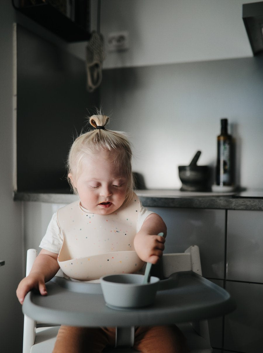 mushie Silicone Baby Feeding Spoons | 2 Pack (Dried Thyme/Natural)