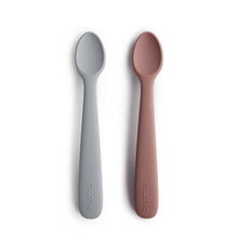 Load image into Gallery viewer, Mushie Silicone Feeding Spoons 2-Pack - Stone/Cloudy Mauve
