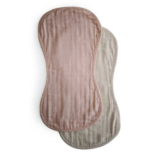 Load image into Gallery viewer, Mushie Muslin Burp Cloth Organic Cotton 2-Pack - Blush/Fog
