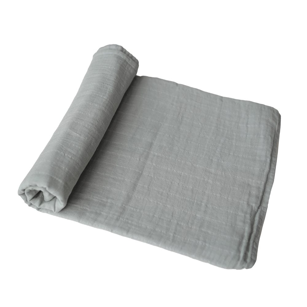 Mushie Organic Muslin Swaddle - Belgian Grey