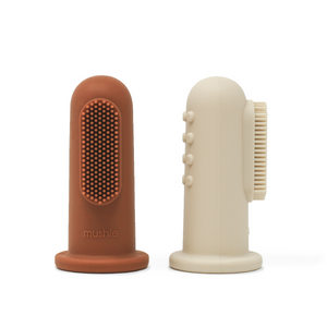 Mushie Finger Toothbrush 2-pack - Clay/Shifting Sand