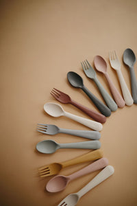 Mushie Fork & Spoon Set - Vanilla