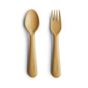 Mushie Fork & Spoon Set - Mustard