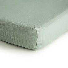 Load image into Gallery viewer, Mushie Extra Soft Muslin Crib Sheet - Roman Green

