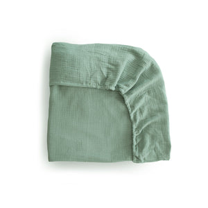 Mushie Extra Soft Muslin Crib Sheet - Roman Green