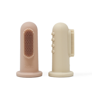 Mushie Finger Toothbrush 2-pack - Shifting Sand/Blush