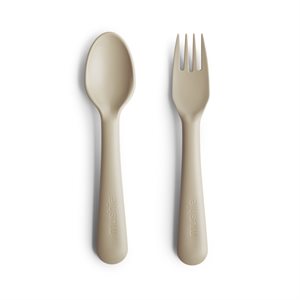 Mushie Fork & Spoon Set - Vanilla