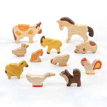 Load image into Gallery viewer, Mikheev Wooden Farm Animals Set of 11
