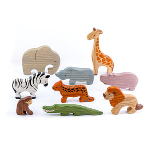 Mikheev Wooden African Animals Set of 9