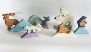 Mikheev Wooden Polar Animals Set of 8 alternate background