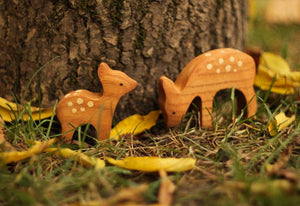 Mikheev Wooden Deer with Fawn