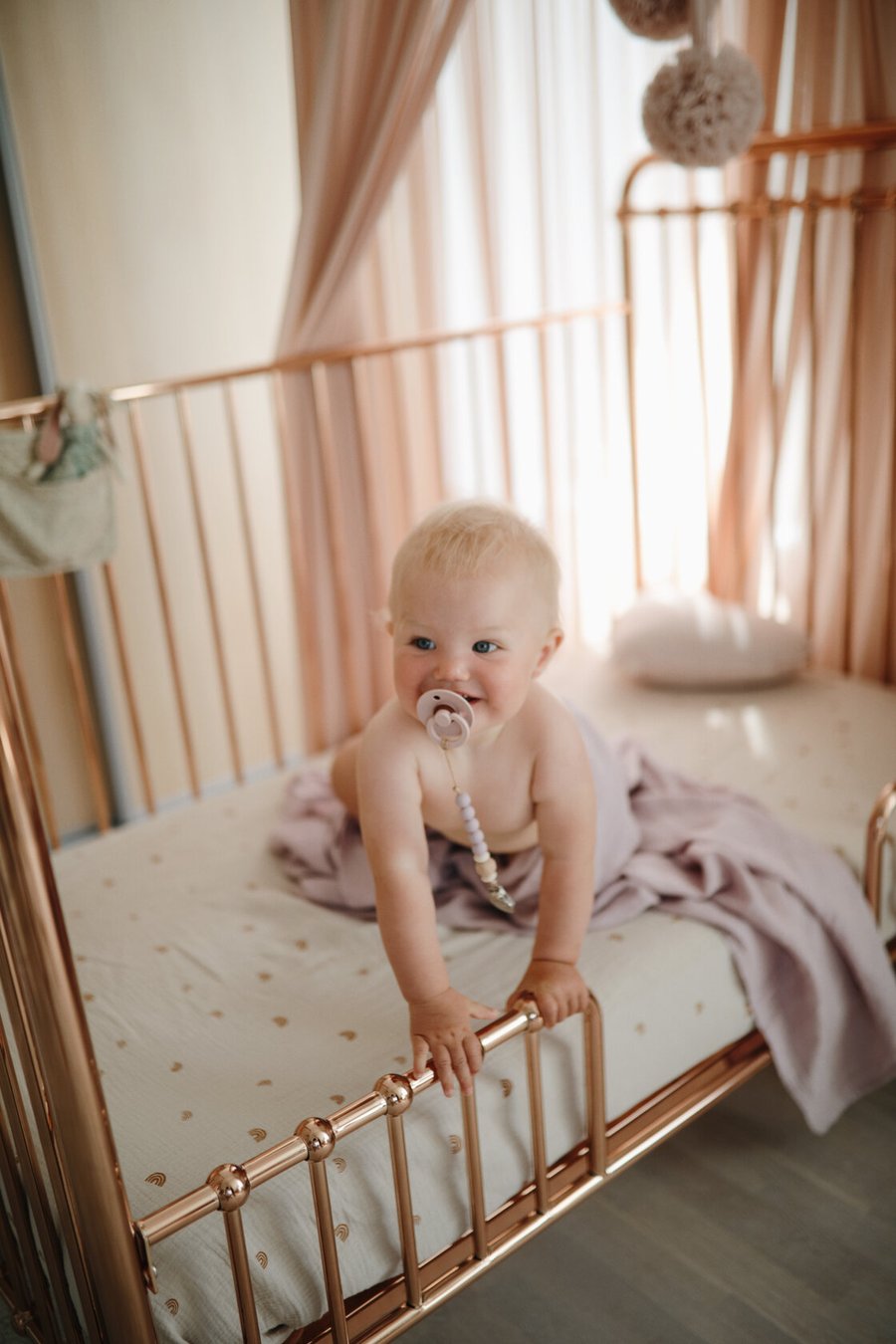 Mushie Extra Soft Muslin Crib Sheet Rainbow shopleftandright
